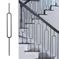 Modern Outdoor Steel & Wrought Iron Baluster Stair Railing Rectangle Design Sand Blasted Antirust Oil Finish 5-Year Warranty