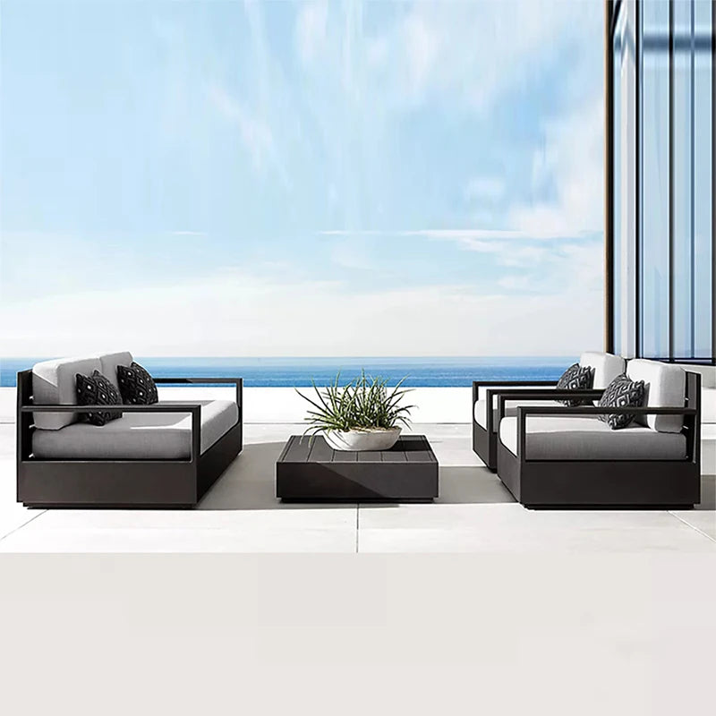 Modern Rectangular Aluminum Garden Sofas for Hotels Outdoor Patio Balcony Dining Furniture Set with Cushions Combinable