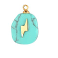 Stainless Steel Charm Rose Quartz Turquoise Natural Stone Pendants for Jewelry Making