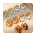 Summer Fashion Jewelry Transparent U Shaped Huggie Earrings Gold Plated Multicolor Acrylic Resin Vein Geometric Hoop Earrings