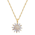 Fashion Women Banquet Wedding Luxury Hiphop Chain Crystal Rhinestone Sunflower Pendant Titanium Stainless Steel Gold Necklace