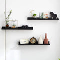 Set of 2 Classic Natural Solid Wood Wall Shelf Hanging Storage Furniture Metal Mounted Wall Floating Shelves