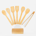 Custom Engraved Logo Bamboo Spoon Spatula Set Wooden Kitchen Cooking Utensils Set  for Home Kitchen Tolls with Paper Box Packing