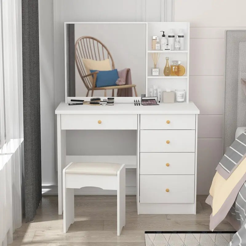 Hot Sales Vanity Set Sliding Mirror Design Dressing Table Cheap Makeup White Nordic Simple Light Luxury Bedroom Dresser