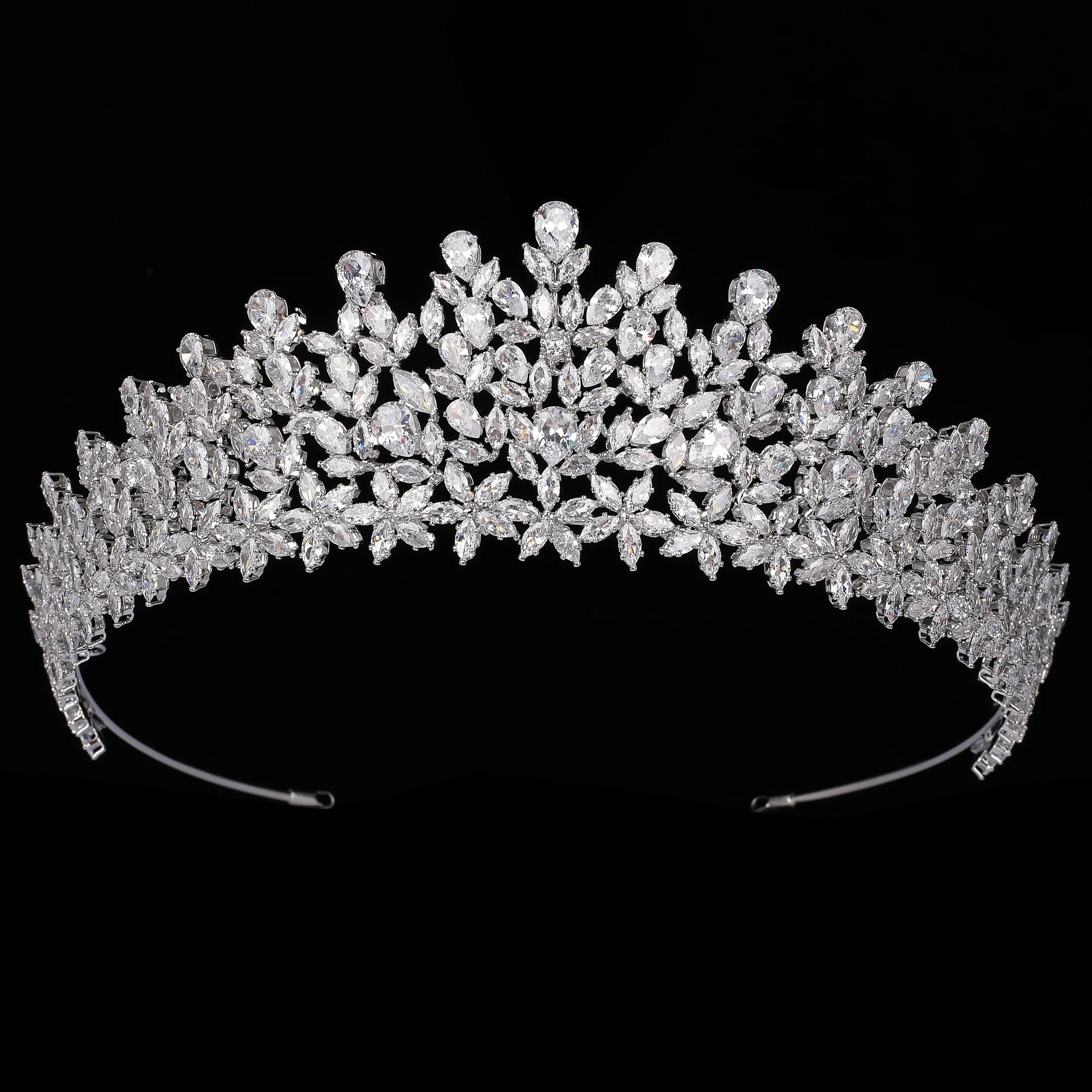 Echsio Women Tiara Rhinestone Crystal Crown Wholesale Wedding Bridal Jewelry Hair Accessories for Queen Guaranteed Crown BC6144