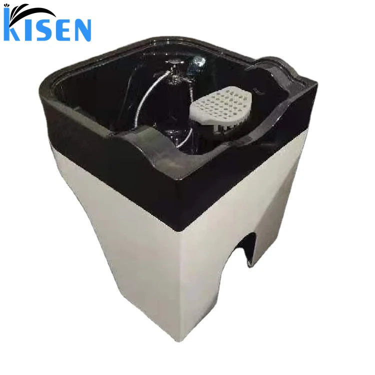 Kisen Washing Head Salon Furniture Portable Mobile Shampoo Sink With Head Therapy Black Water Circulation for Beauty Bed