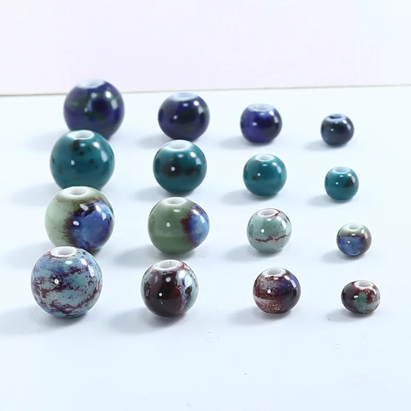 New Arrival 6 8 10 12 mm Colorful Ceramic Clay Bead Handmade Round Loose Beaded Charm for DIY Jewelry Making Accessories