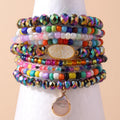 468mm Acrylic Bead Seed Beads Bracelet Multicolor Crystal Glass Beads Freshwater Pearl Miniature Bead 9pc Stack Bracelet Set