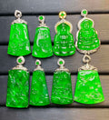 18K Gold Diamond Pendant a Grade Jadeite Shanshuipai White Gold Jade Buddha Pendant Necklace