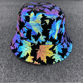High Bright Colorful Dazzling Reflective Luminous rainbow Fisherman Bucket Safety Hat Men and Women Reflector Baseball Cap