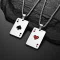 G191 Stainless Steel Poker Playing Cards Hip Hop Jewelry Lucky Ace of Spades Poker Pendant Men Necklace