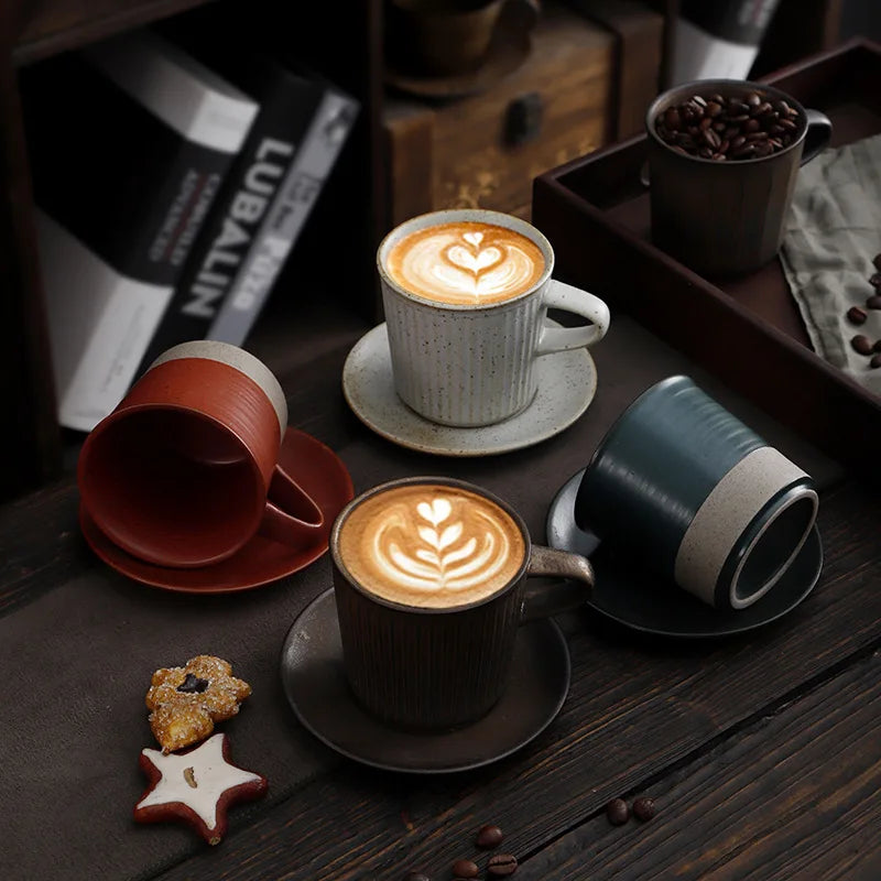 200ML Light Luxury Mug Set Gift Box Ceramic Coffee Cups Handmade Latte Matcha Cup With Handle