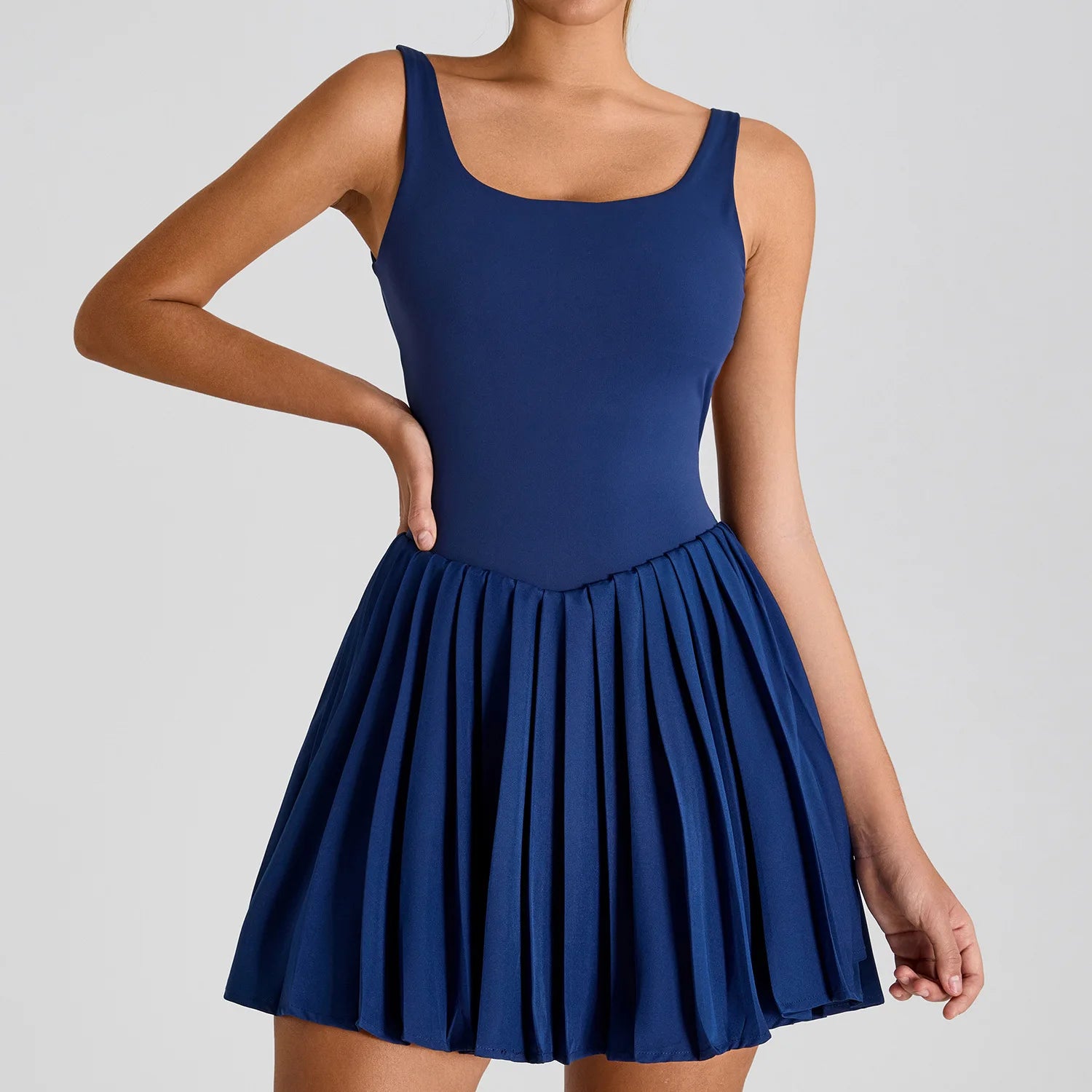 Women's Cross-Border Anti-Slip Yoga Pleated Skirt New Outdoor Fitness Sports Dress OEM Two-Piece Tennis Wear Polyester Shorts
