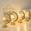 Muslim Iron Table Lamp Eid and Ramadan Star Moon Lamp for Islam Party Decorative LED Light