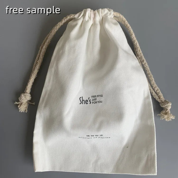 Recycled Cotton Drawstring Bag Canvas Cotton Bikini Bag Custom Canvas Bag With Custom Printed Logo