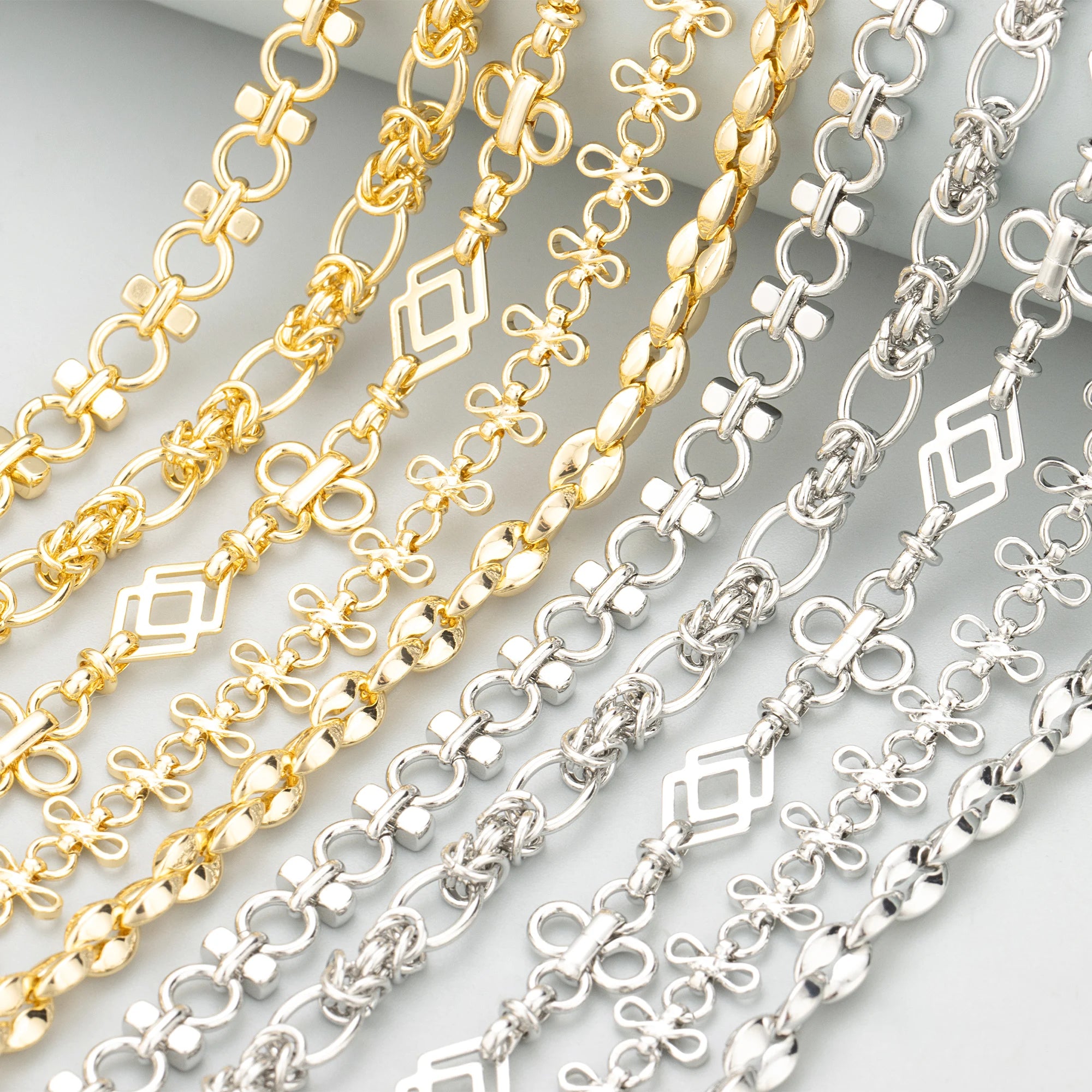 C424 50cm/lot Nickel-Free 18K Gold Rhodium Plated Copper Chain Handmade Jewelry Making Components for DIY Bracelet Necklace