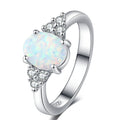 White Fire Opal Solitaire Wedding Engagement Ring 925 Sterling Silver Australian Opal Fine Jewelry