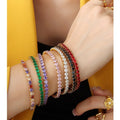 Luxury Multi-color Zircon Elastic Bracelet Titanium Stainless Steel Plated 18K Gold Tennis Chain Bangles Jewelry