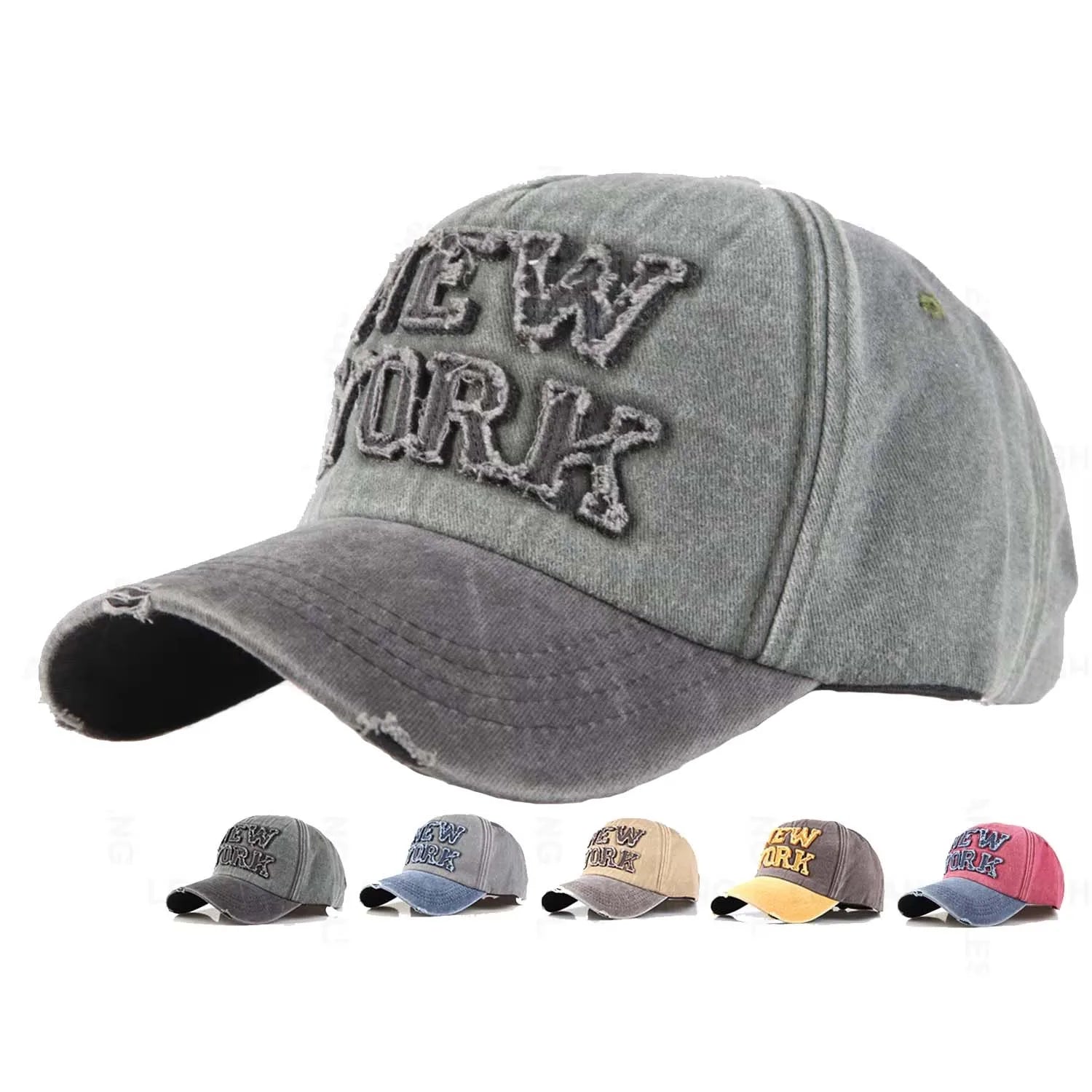 Factory Direct Custom 3D Patch Embroidery Logo Washed Distressed Baseball Caps Worn Out Retro 6 Panel Denim Blank Dad Hats