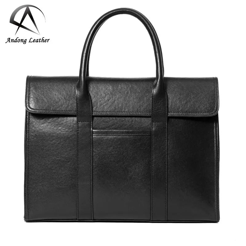 Andong Leather Men Business 14 Inch Laptop Briefcase Genuine Cow Leather Business Fashion Large Capacity Handbag for Men 6798-3