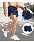 Mens Running Shorts with Underwear for Men Light Weight High Quality Quick Dry Polyester Sports Active Breathable Split Shorts MegaBDM
