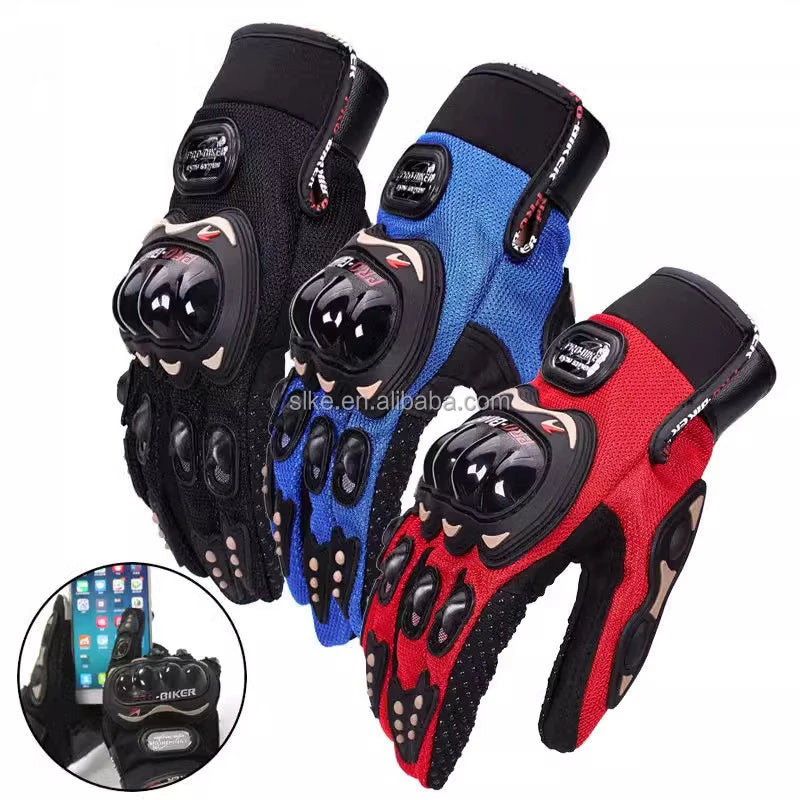 Pro Biker High Quality Summer Breathable UV Protection Hard Knuckle Touch Screen Motorcycle Gloves for Motocross Racing