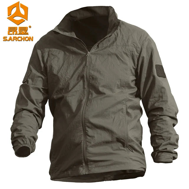 Sarchon Men's Ultra-Thin Breathable Windbreaker Spring Summer Protective Suit for Outdoor Sun Drying Ice Thread Design