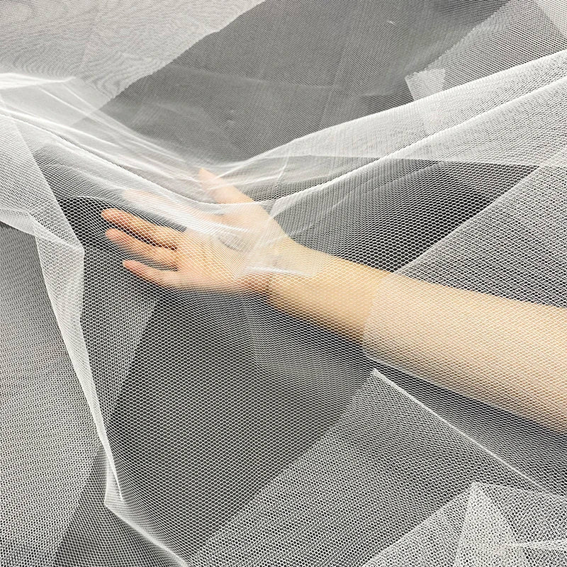 Wholesale 63\" Lightweight 100% Polyester Bridal Tulle Embroidery Knitted Technique Fabric Plain Dyed Stiff Recycled Mesh Home
