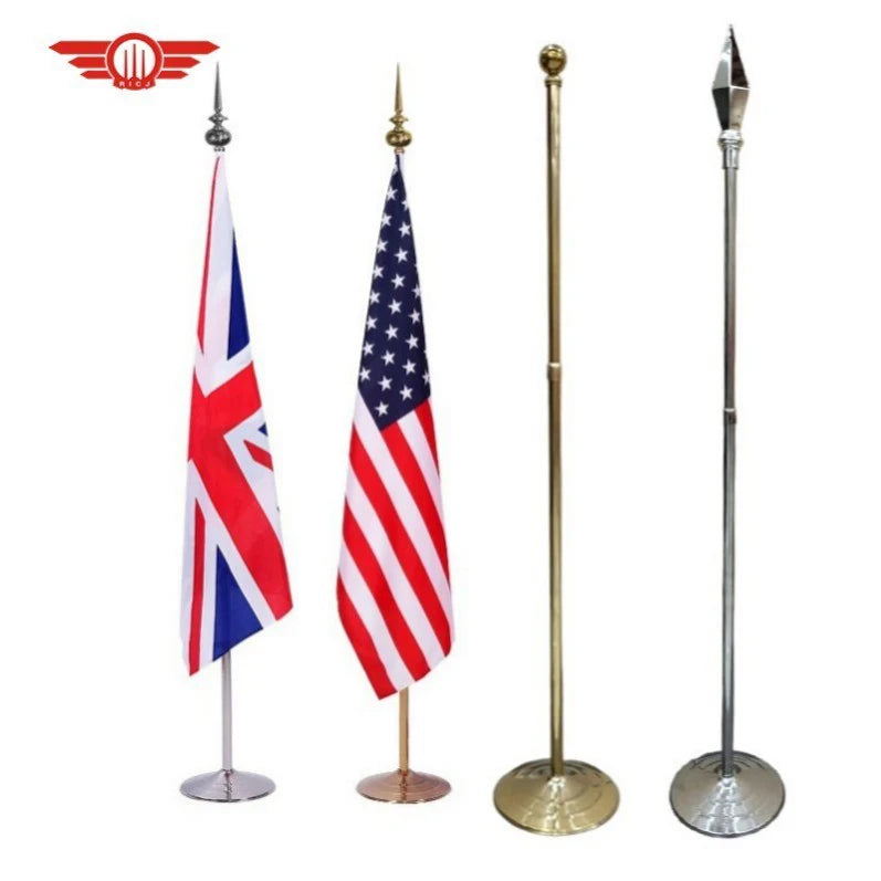 Wholesale 3 Meter Flag Pole Indoor Silver Flag Pole Indoor Standing Floor Office Flags With Base Flagpole