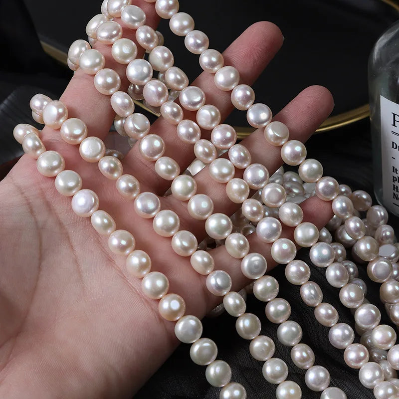 Smooth 9mm Side Hole Baroque Loose Bead Natural Freshwater Pearl for Jewelry Making Factory Wholesale