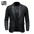 Liu Ming 2025 New Autumn Men Fashion Casual Business Blazer Slim Biker Pu Leather Jacket Plus Size Coats
