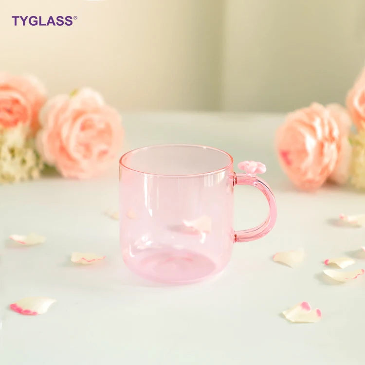 Wholesale Colored Borosilicate Glass Tea Coffee Mug 350ml Capacity Microwave Safe Dishwasher Safe Minimalist Custom Logo