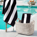 100% Cotton Custom Black White Stripe Beach Towel Quick Dry Sand Free for Summer Swimming Pool Bath Soft Woven Logo Home Use