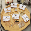 HZS-14 Earring Card Packaging 6 Pairs Jewelry Kit Women Alloy Crystal Triangle Moon Star Leaf Butterfly Heart Earrings Set