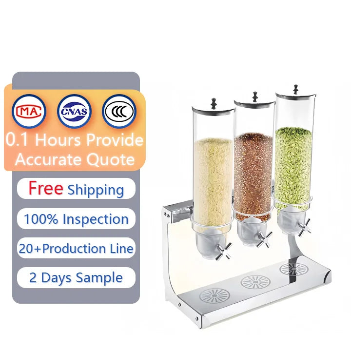 YITIAN Wholesale Commercial Dry Food Gravity Grain Double Barrel Cereal Stainless Steel Dispenser