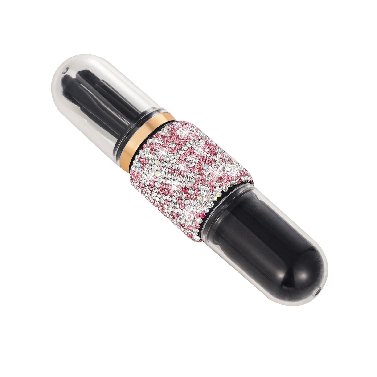New Luxury Rhinestone Makeup Brushes Wholesale 4 in 1 Black Makeup Brush Set Portable Mini Makeup Brush Set