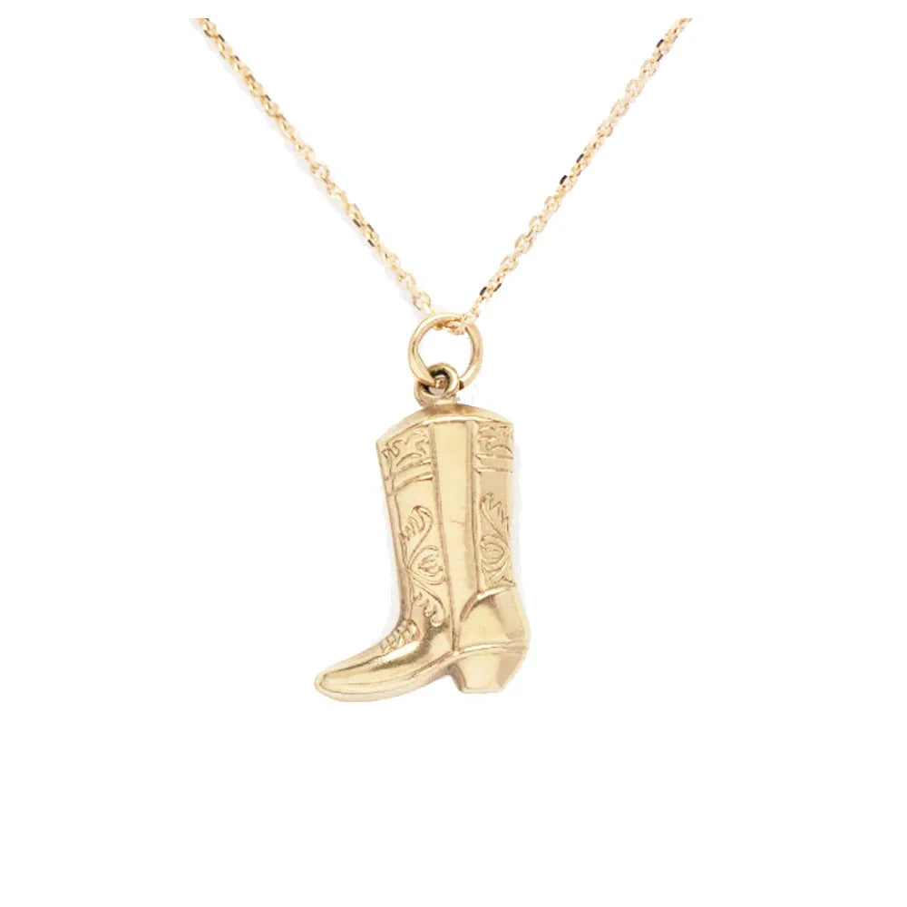 Fashion Hip Hop Men Necklace Stainless Steel with Fine Gold Plated Long Boot Pedant Necklace for Women Jewelry