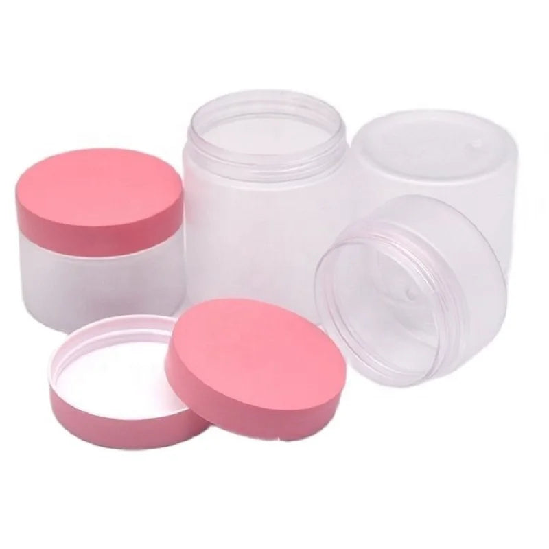 50 80 100 120 150 250g PET Plastic Jars Frosted Body Scrub Pot Facial Care Cosmetic Face Cream Plastic Jars With Matte Pink Lid