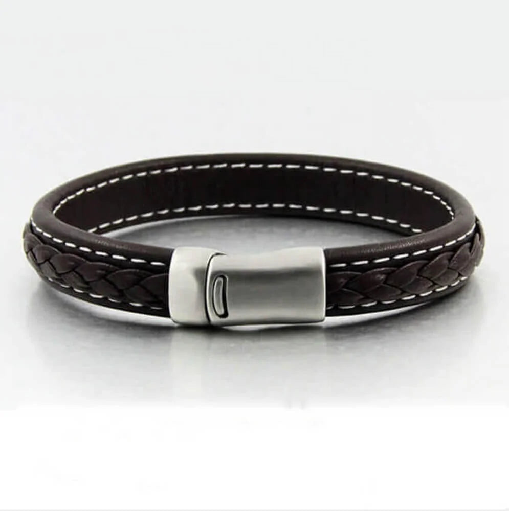 BioMagnetic Jewelry Leather Stainless Steel Bracelet Healing Arthtitis Bracelet