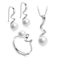 925 Sterling Silver Natural Freshwater Pearl Rotate Shape Set Fashion Jewelry