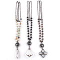 Newest  Jewelry Link Chain Necklace Natural Stone Round Gray Crystal Glass Drop Glass Pendant Necklace