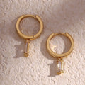Dreamshow Classical Crystal Square Zircon Drop Earring 14K Gold Plated 925 Sterling Silver Hoop Earring