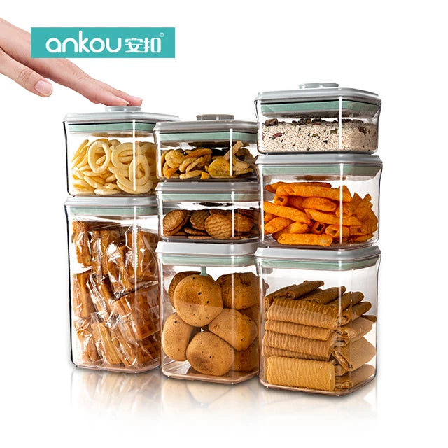 Factory Supply Push Button Household Storage & Organization Plastic Kitchen air Tight Storage Containers  with Lid