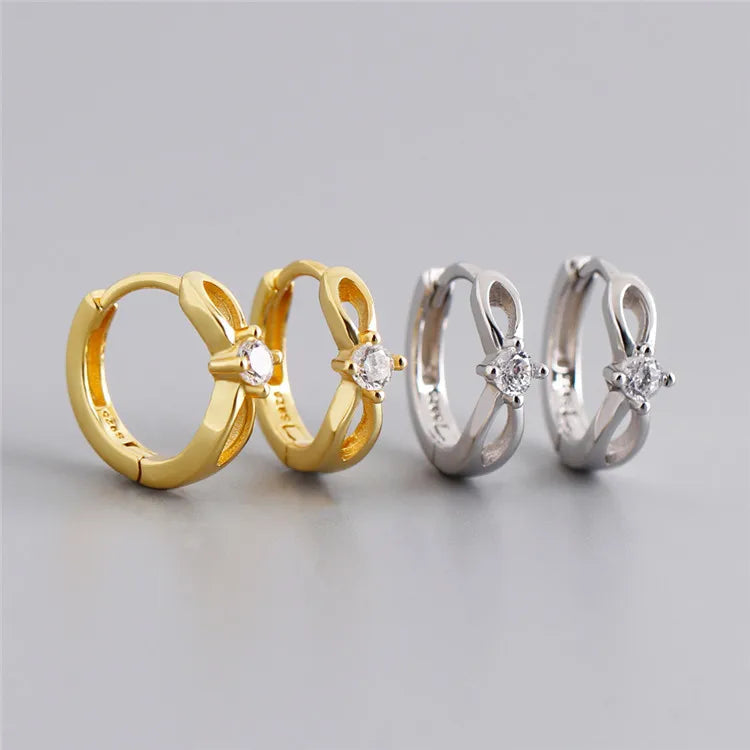 SP Fine Earring Hoops 18K Gold Plated 925 Sterling Silver Elegant Zircon Hoop Earrings