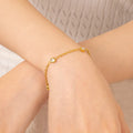 G3921 Wholesale Stainless Steel Star Square Triangle Zirconia Charm Bracelet Chains Gold Plated Fashion Jewelry Bracelet Women