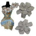 WBF-221 Keering Large Petal 15cm Wedding Party 3d Flower Hotfix Rhinestone Applique for Dress Hats Bags