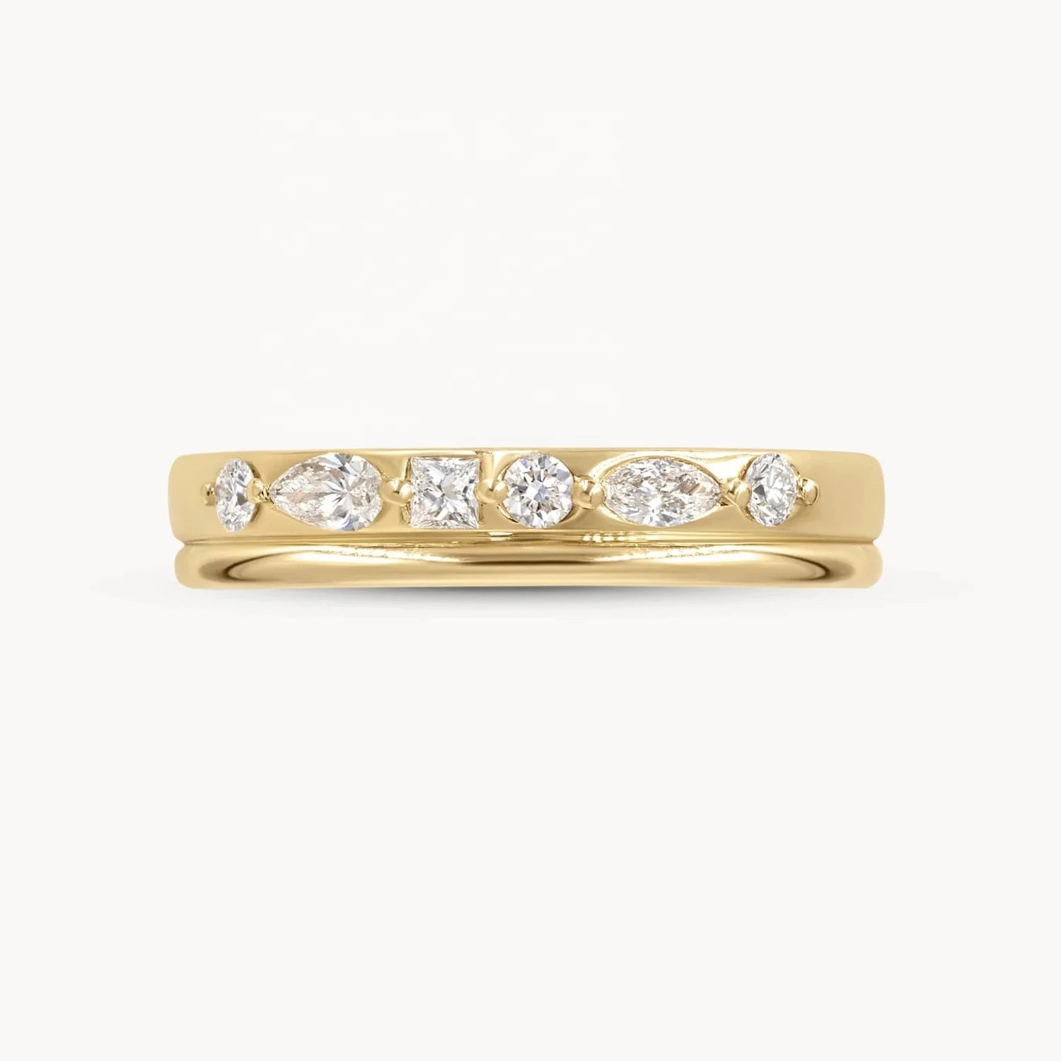 LOZRUNVE Custom Fine Jewelry Hip Hop 925 Silver Multi Shape Crystal Wide Band Ring for Women