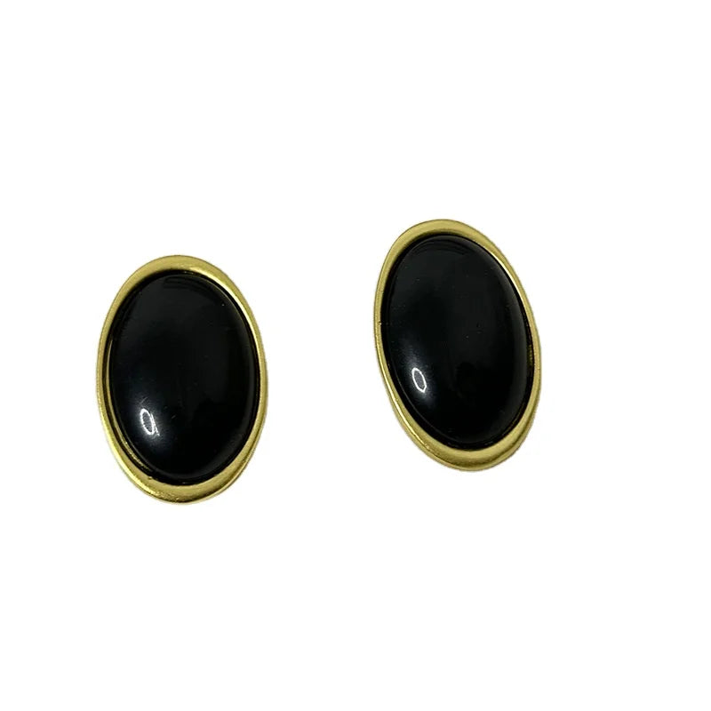 DAIHE ER6400 Wine-red Resin Oval Earring Minimalist Temperament Fashionable Individualistic Studs