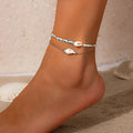2Pcs/Set Bohemian Colorful Rice Bead Shell Conch Anklet for Women Fashion Lady Summer Beach Ankle Chain Jewelry Accessories Gift