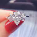CAOSHI Beautiful New Style Engagement Anillos Gift for Women Pear Water Drop Shiny Zircon Leaf Ring Bridal Wedding Silver Ring
